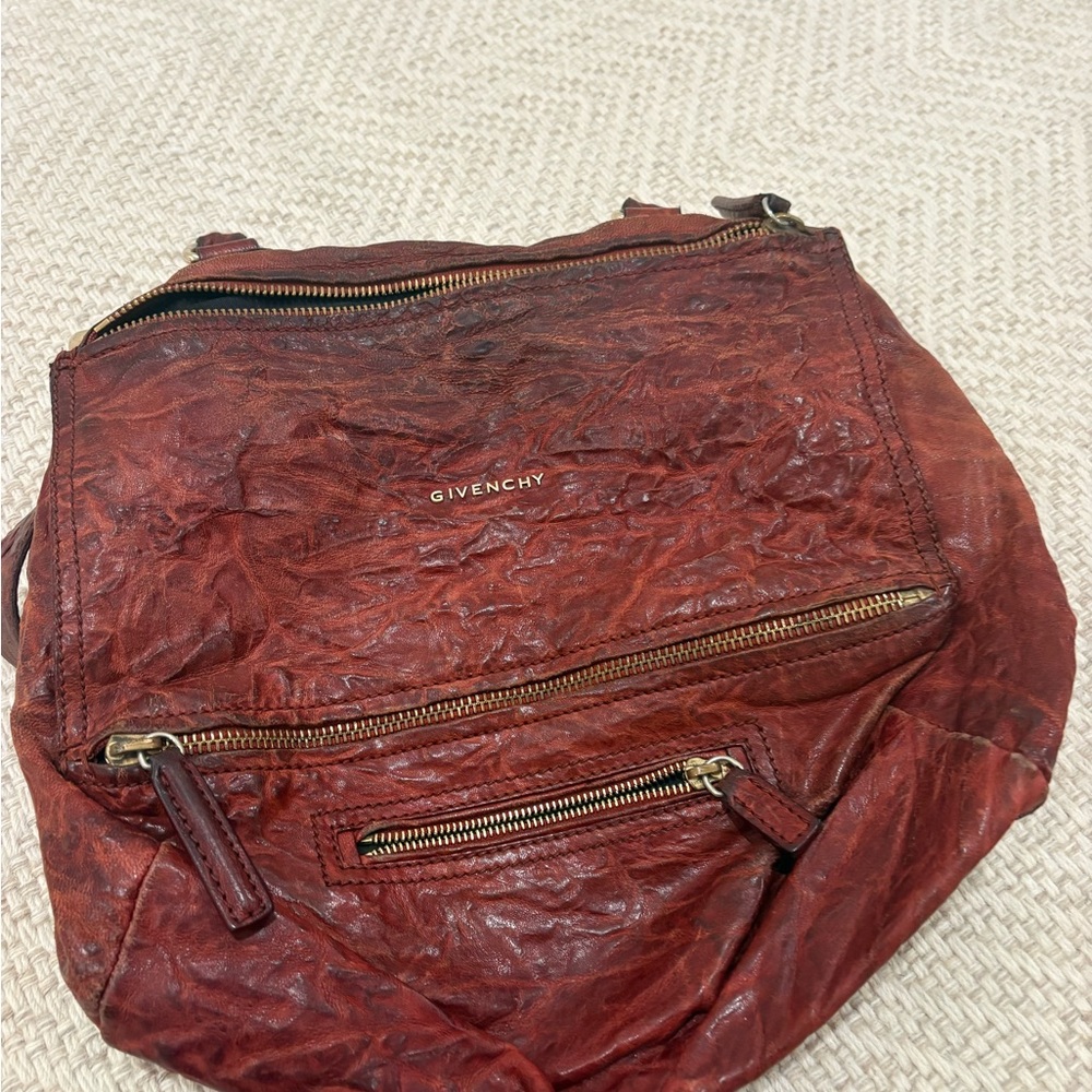 Givenchy Distressed Red Leather Backpack